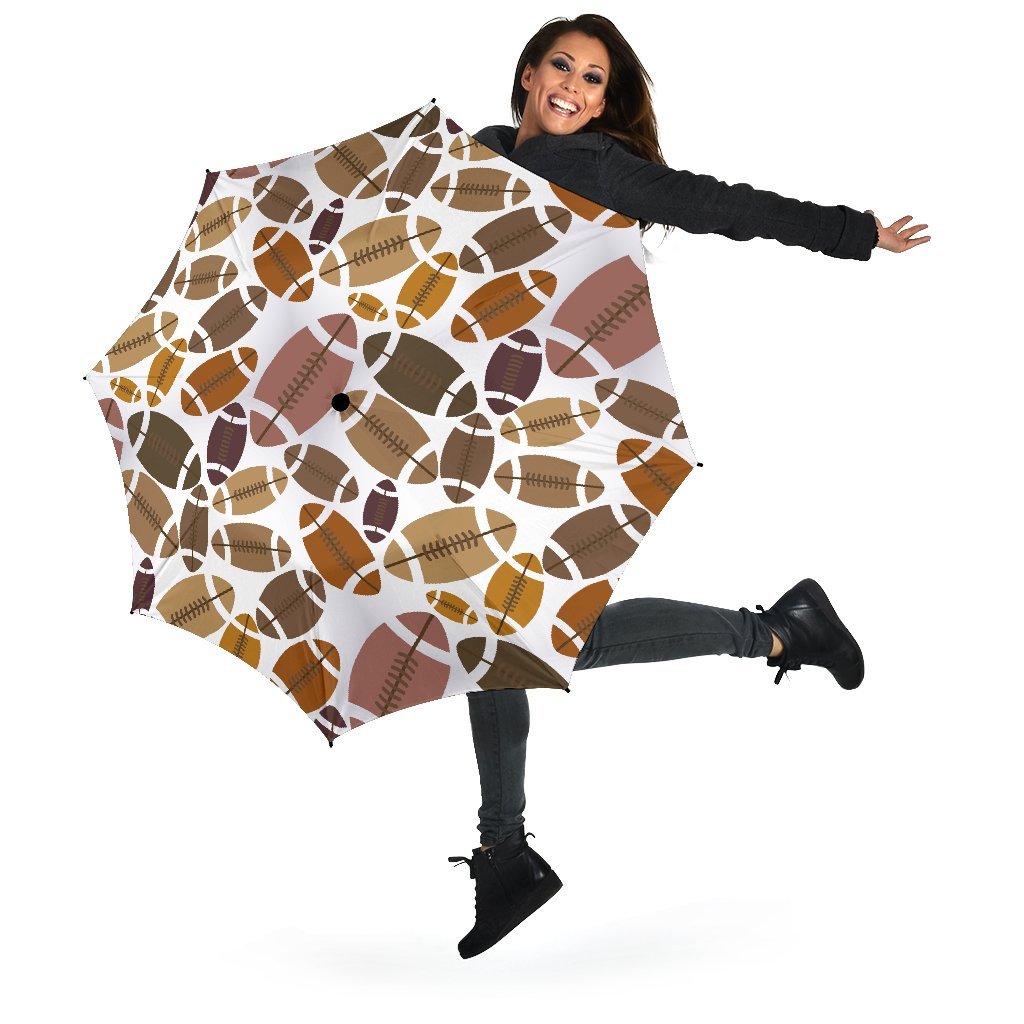 American Football Rugby Ball Pattern Print Automatic Foldable Umbrella-grizzshop
