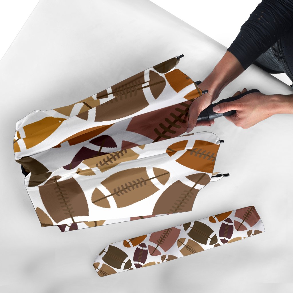 American Football Rugby Ball Pattern Print Automatic Foldable Umbrella-grizzshop