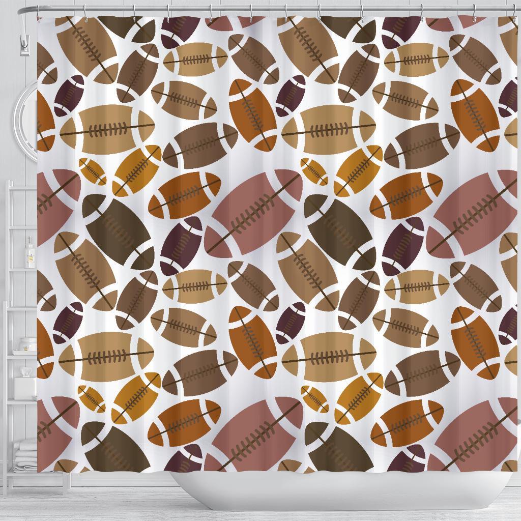 American Football Rugby Ball Pattern Print Bathroom Shower Curtain-grizzshop