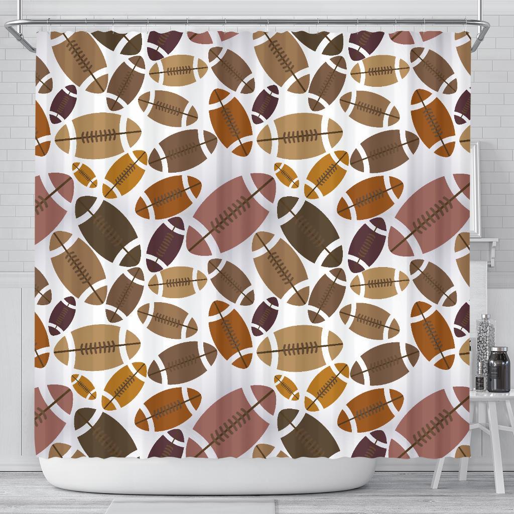 American Football Rugby Ball Pattern Print Bathroom Shower Curtain-grizzshop