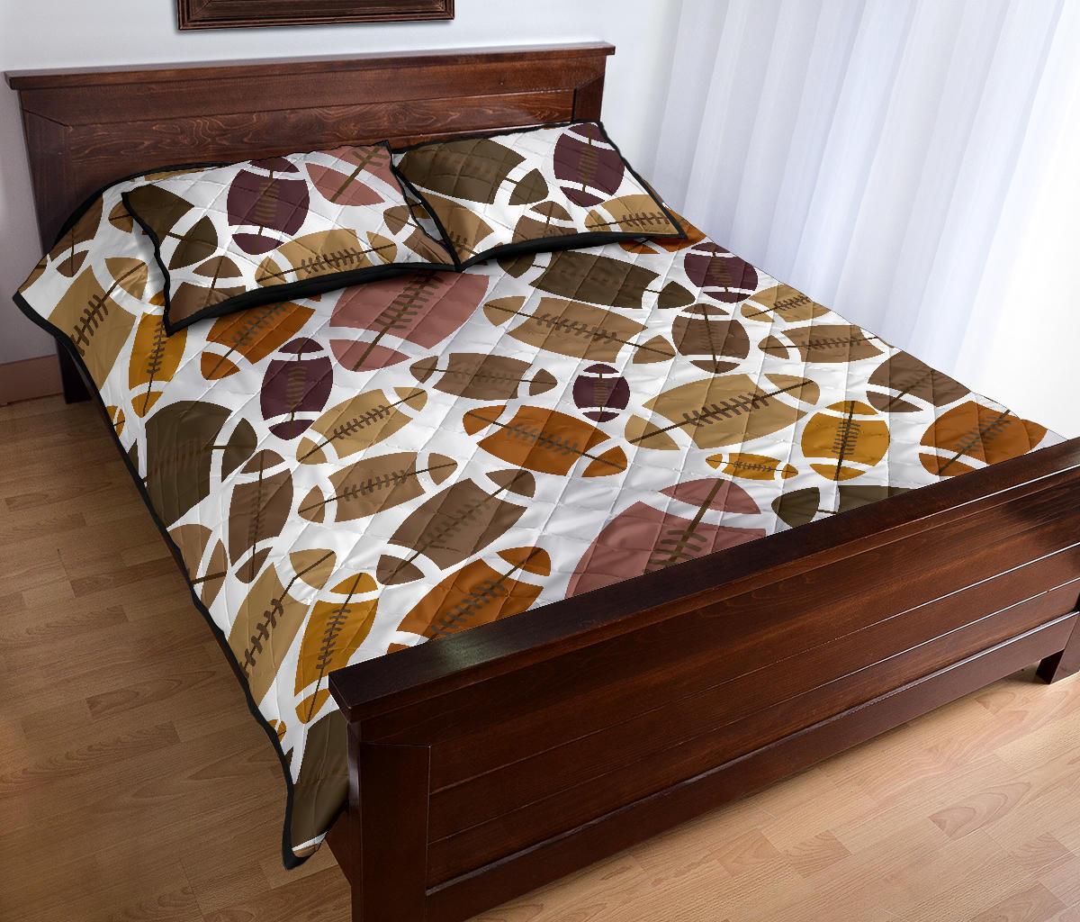 American Football Rugby Ball Pattern Print Bed Set Quilt-grizzshop