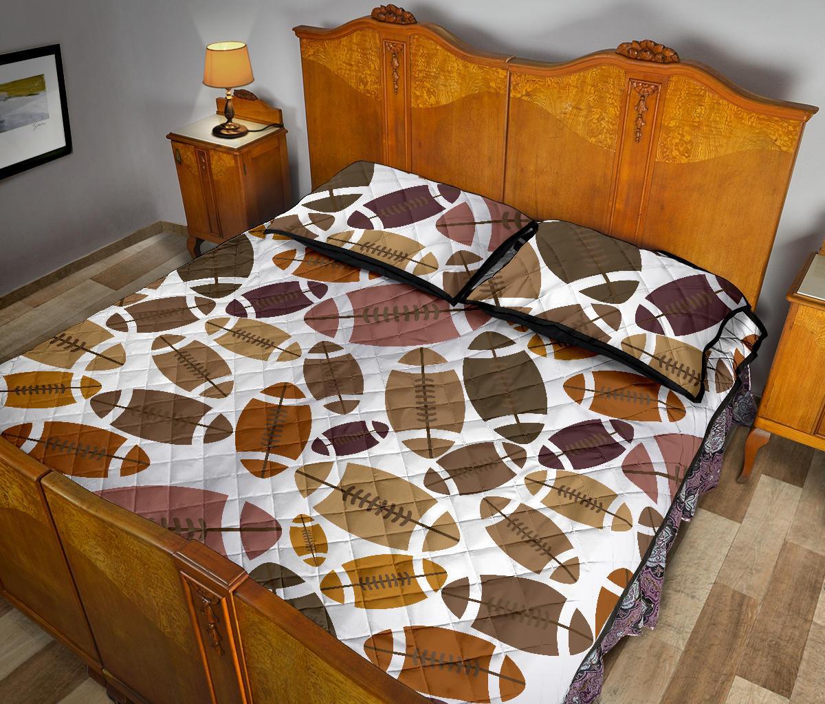 American Football Rugby Ball Pattern Print Bed Set Quilt-grizzshop