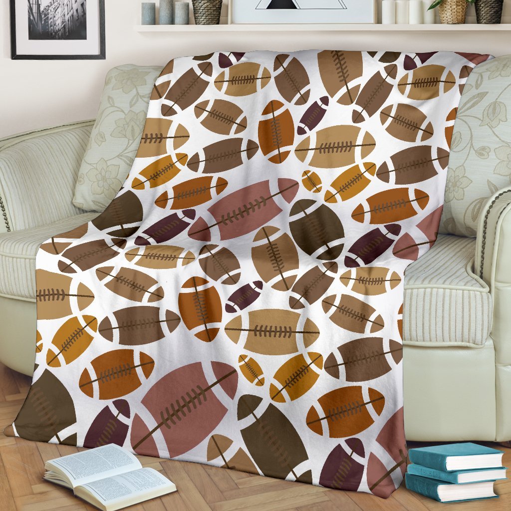 American Football Rugby Ball Pattern Print Blanket-grizzshop