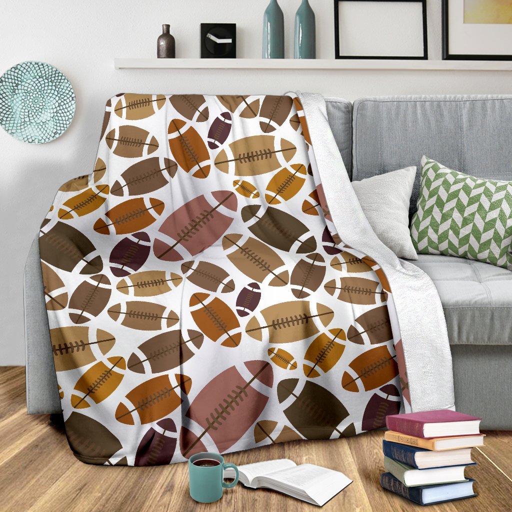 American Football Rugby Ball Pattern Print Blanket-grizzshop