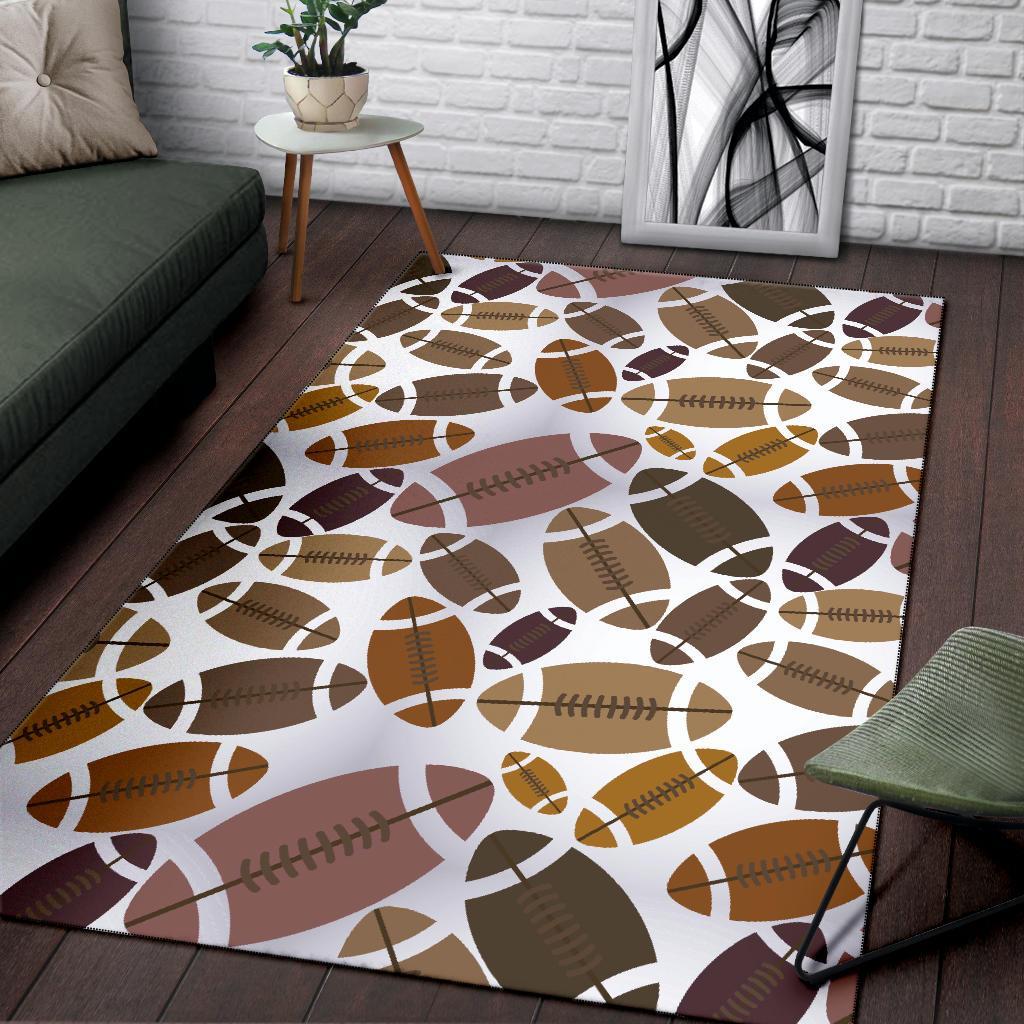 American Football Rugby Ball Pattern Print Floor Mat-grizzshop