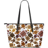 American Football Rugby Ball Pattern Print Leather Tote Bag-grizzshop