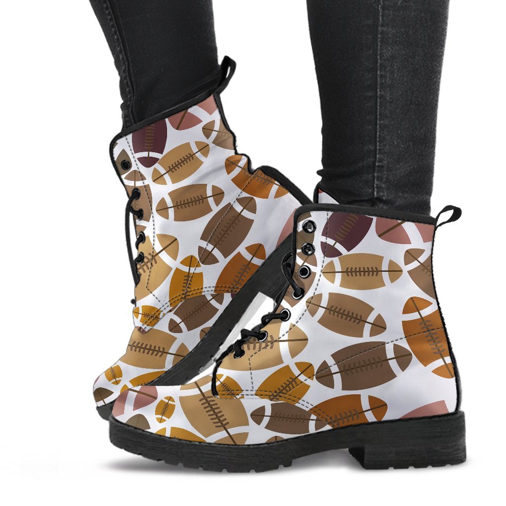 American Football Rugby Ball Pattern Print Men Women Leather Boots-grizzshop