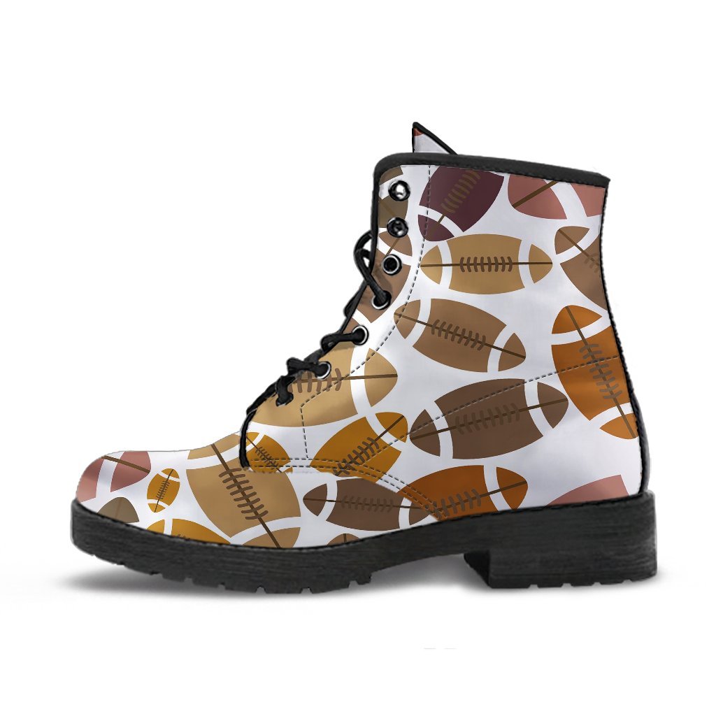 American Football Rugby Ball Pattern Print Men Women Leather Boots-grizzshop