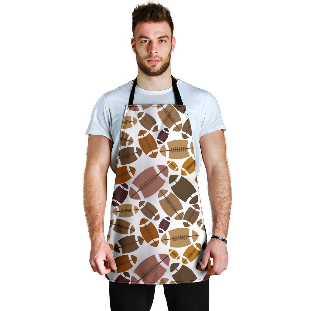 American Football Rugby Ball Pattern Print Men's Apron-grizzshop