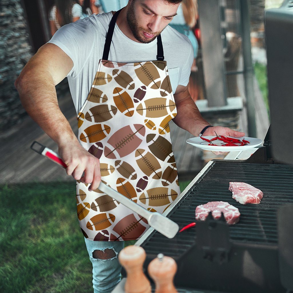 American Football Rugby Ball Pattern Print Men's Apron-grizzshop