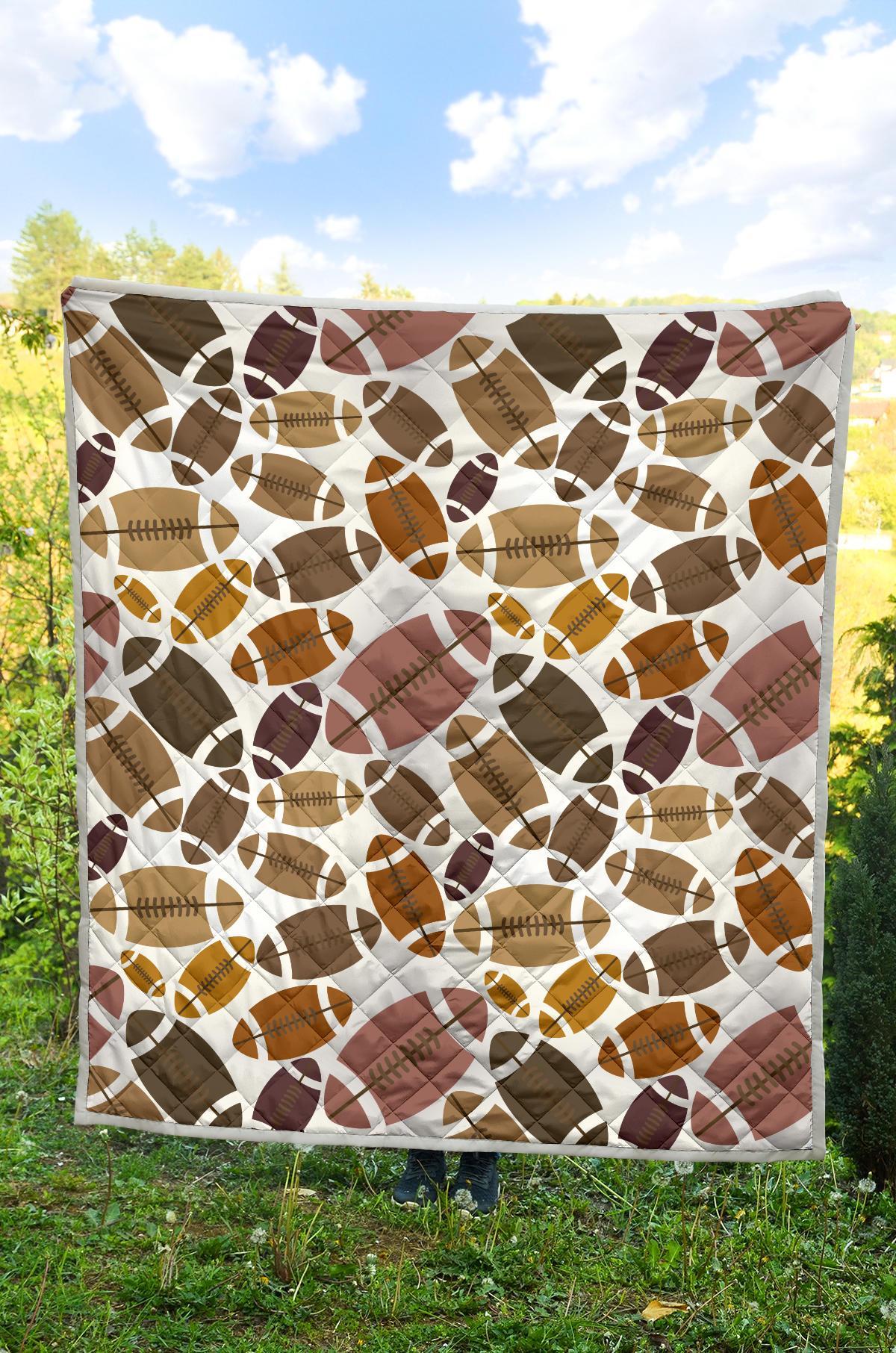 American Football Rugby Ball Pattern Print Quilt-grizzshop