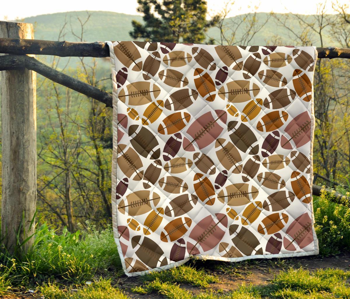 American Football Rugby Ball Pattern Print Quilt-grizzshop