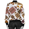 American Football Rugby Ball Pattern Print Women Casual Bomber Jacket-grizzshop