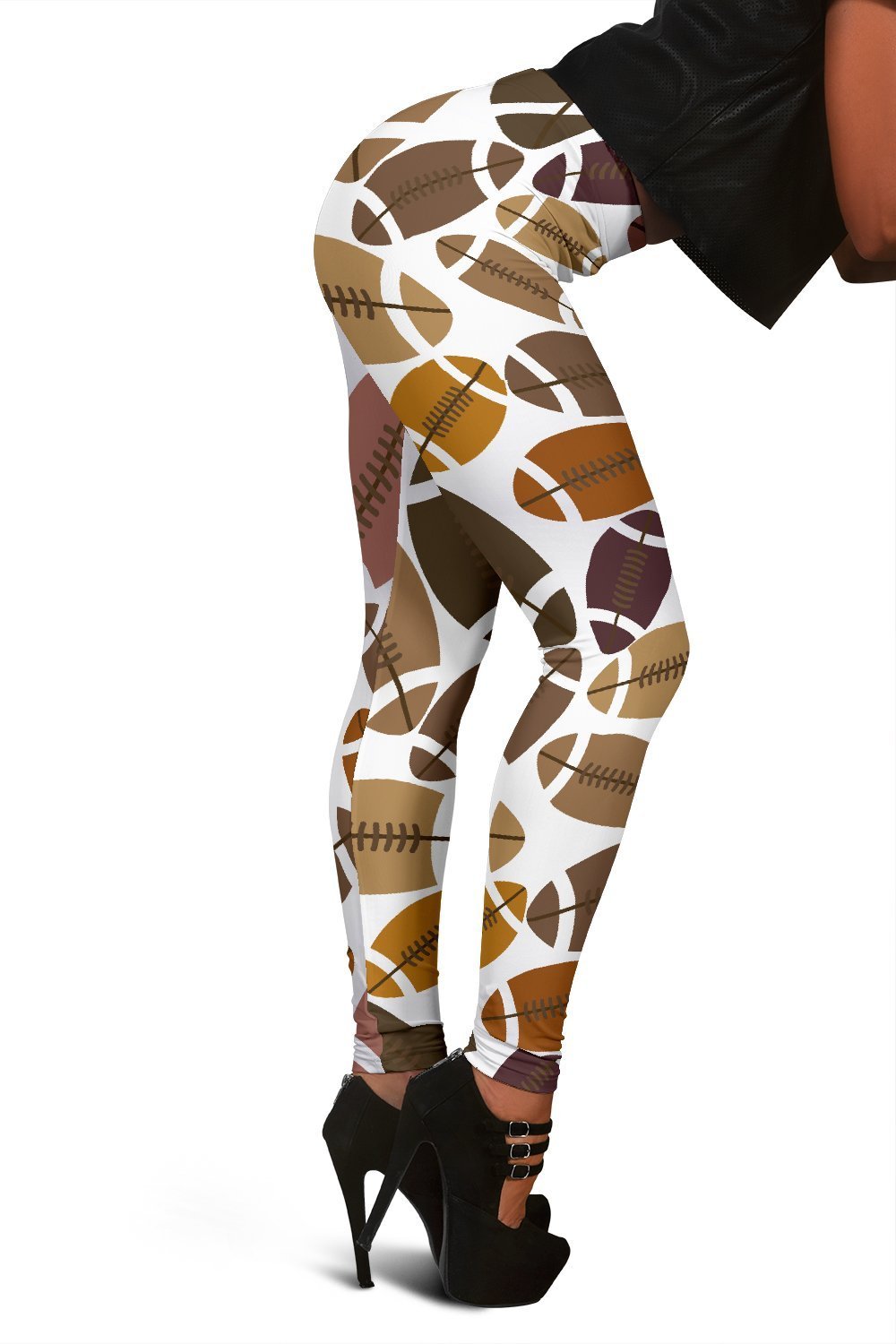 American Football Rugby Ball Pattern Print Women Leggings-grizzshop