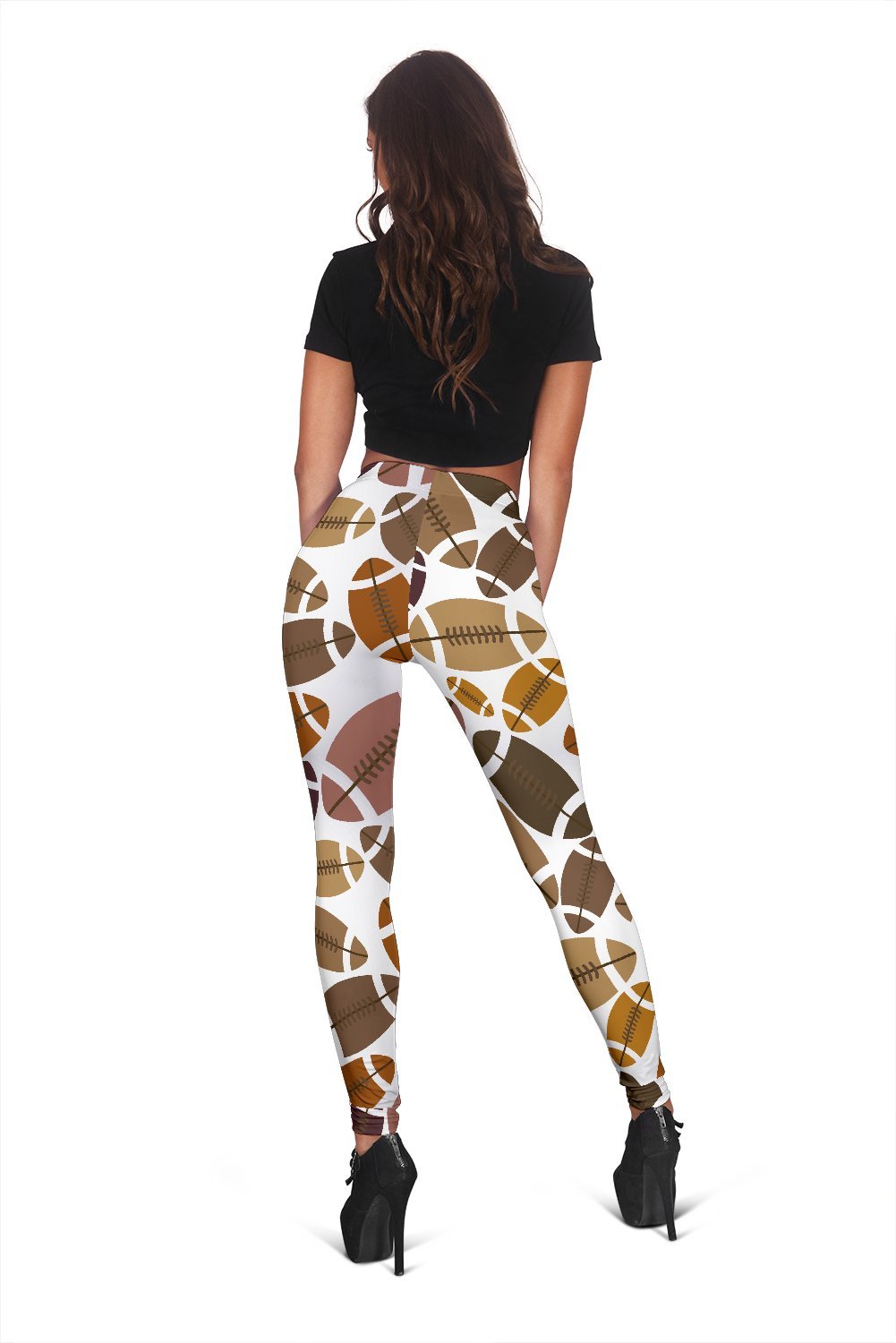 American Football Rugby Ball Pattern Print Women Leggings-grizzshop