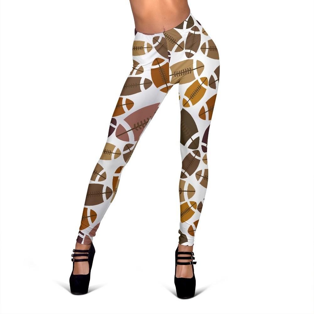 American Football Rugby Ball Pattern Print Women Leggings-grizzshop