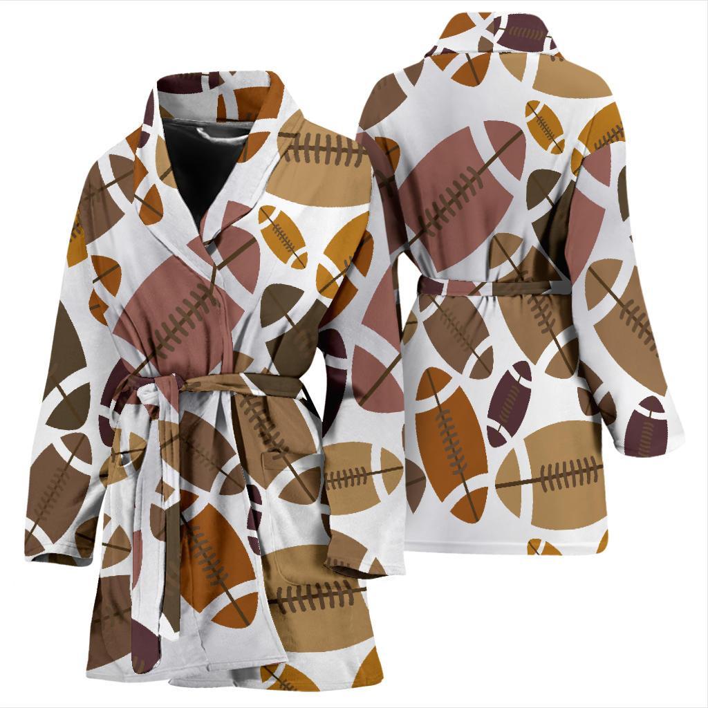 American Football Rugby Ball Pattern Print Women Long Robe-grizzshop