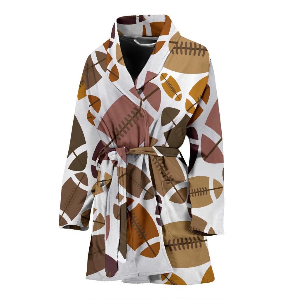 American Football Rugby Ball Pattern Print Women Long Robe-grizzshop