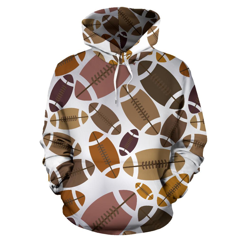 American Football Rugby Ball Pattern Print Women Men Pullover Hoodie-grizzshop