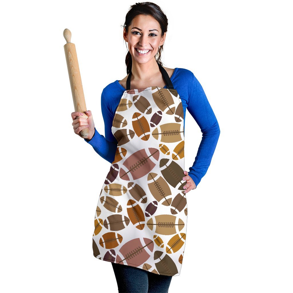 American Football Rugby Ball Pattern Print Women's Apron-grizzshop