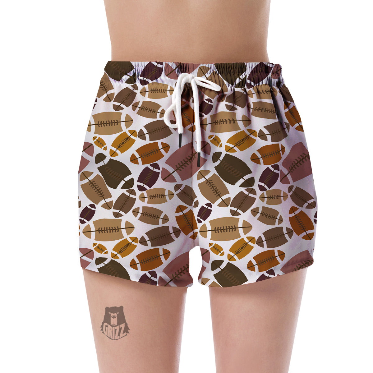 American Football Rugby Ball Pattern Print Women's Shorts-grizzshop