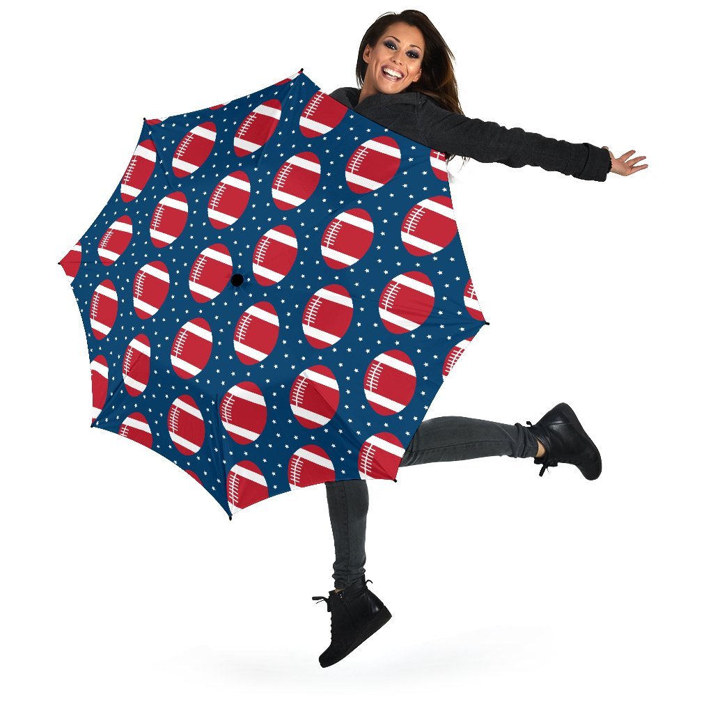 American Football Rugby Ball Print Pattern Automatic Foldable Umbrella-grizzshop