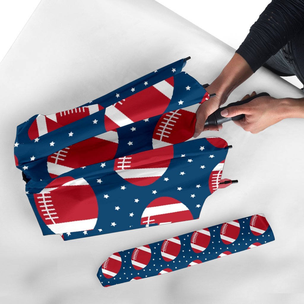 American Football Rugby Ball Print Pattern Automatic Foldable Umbrella-grizzshop