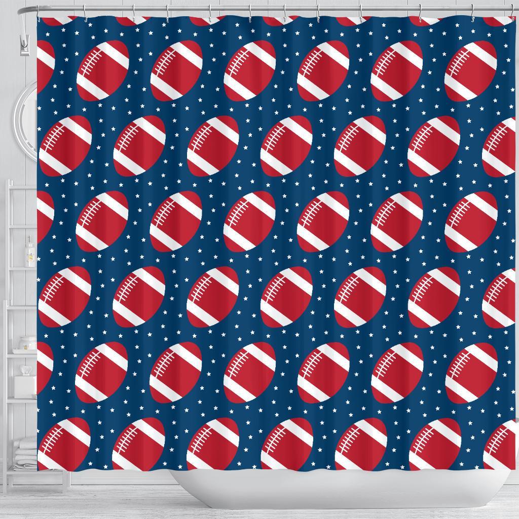 American Football Rugby Ball Print Pattern Bathroom Shower Curtain-grizzshop