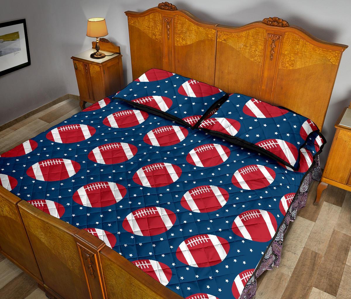 American Football Rugby Ball Print Pattern Bed Set Quilt-grizzshop