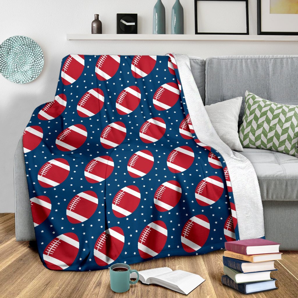 American Football Rugby Ball Print Pattern Blanket-grizzshop