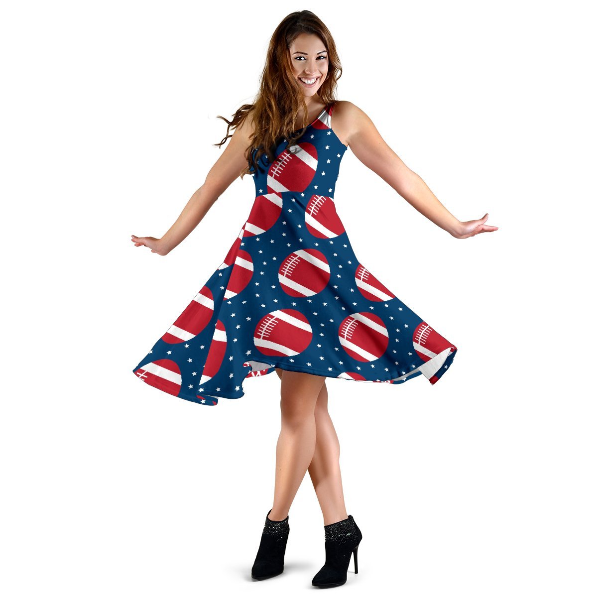 American Football Rugby Ball Print Pattern Dress-grizzshop