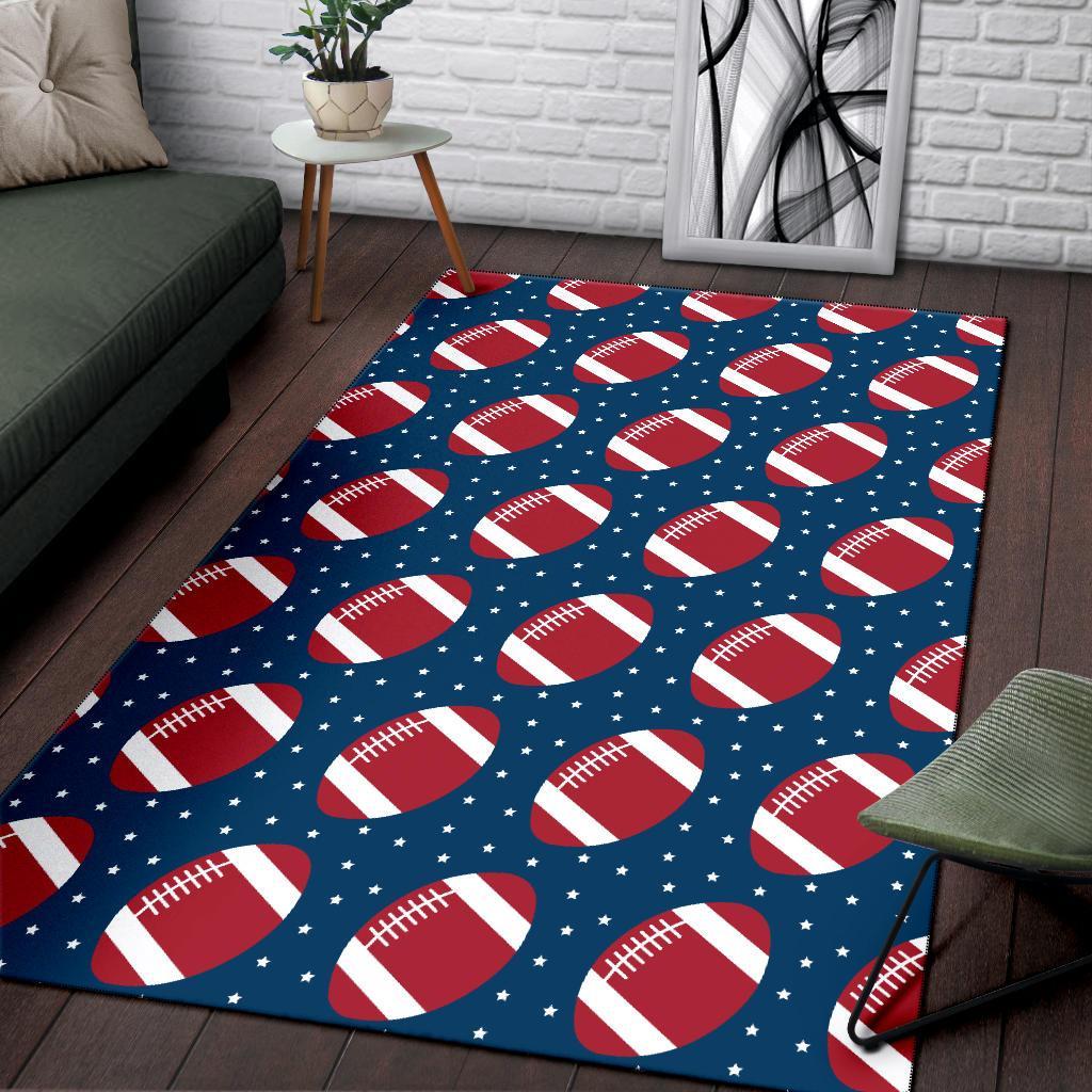 American Football Rugby Ball Print Pattern Floor Mat-grizzshop