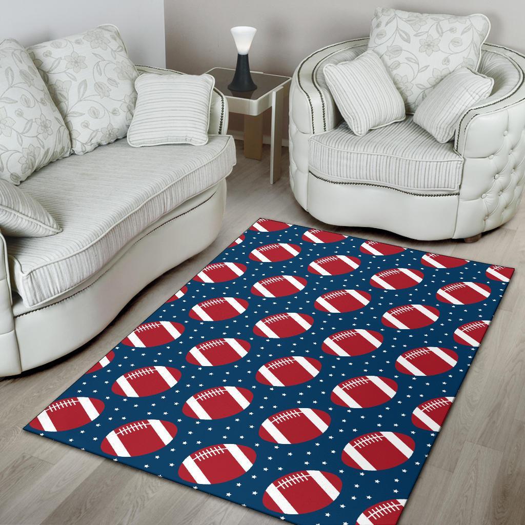 American Football Rugby Ball Print Pattern Floor Mat-grizzshop