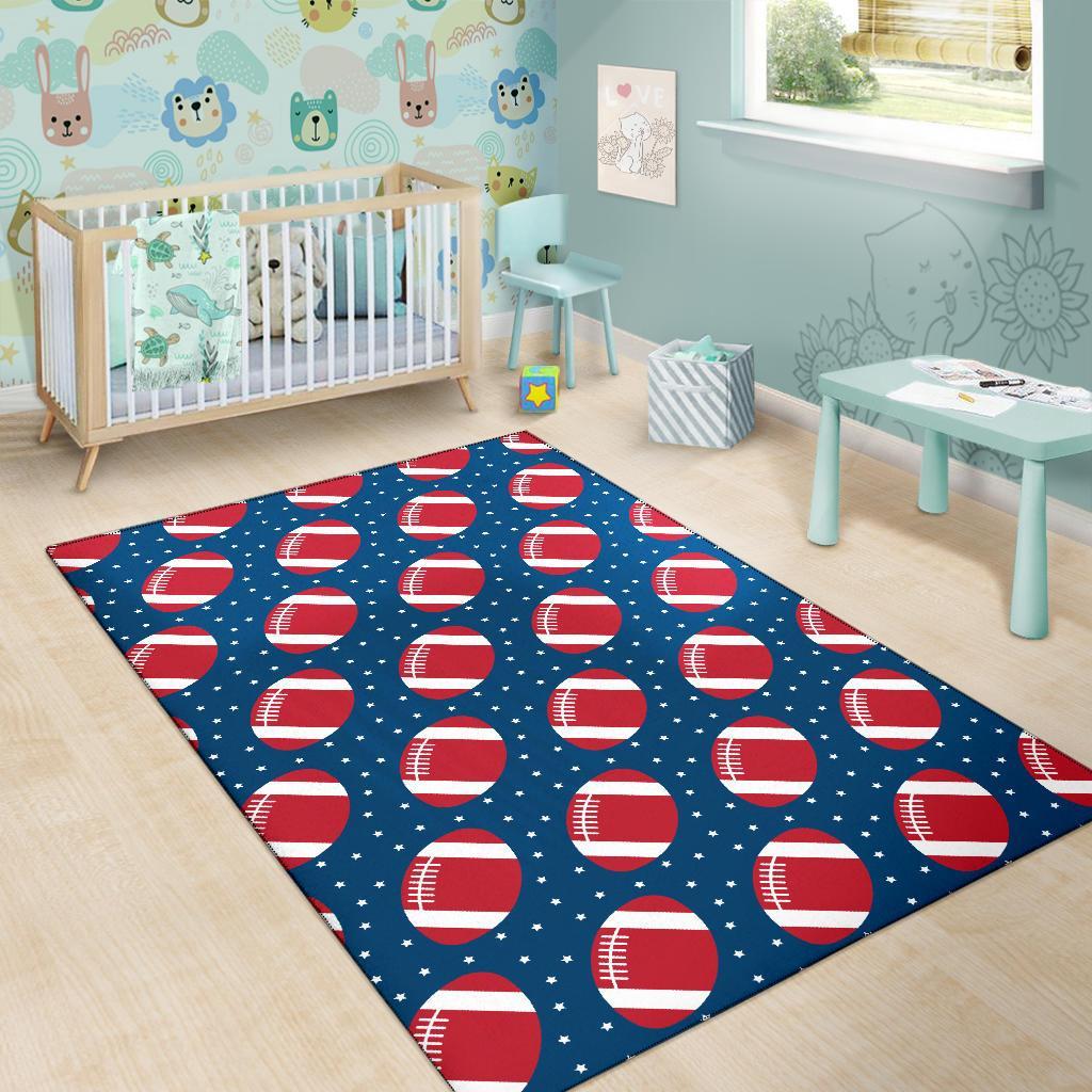 American Football Rugby Ball Print Pattern Floor Mat-grizzshop