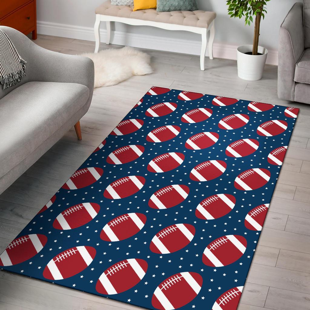 American Football Rugby Ball Print Pattern Floor Mat-grizzshop