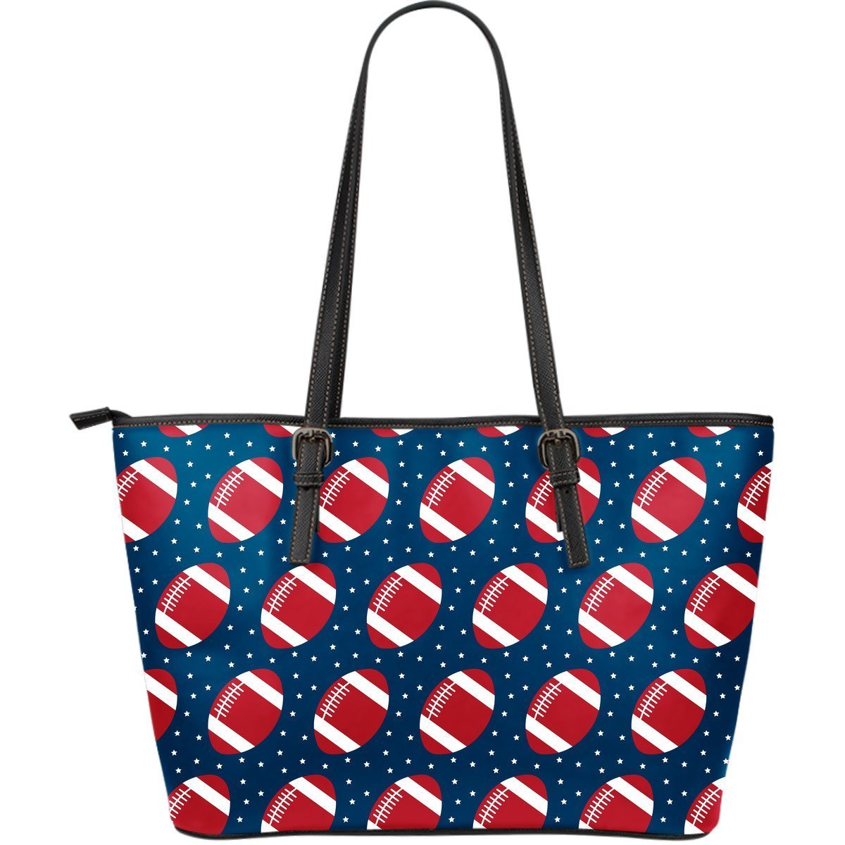 American Football Rugby Ball Print Pattern Leather Tote Bag-grizzshop