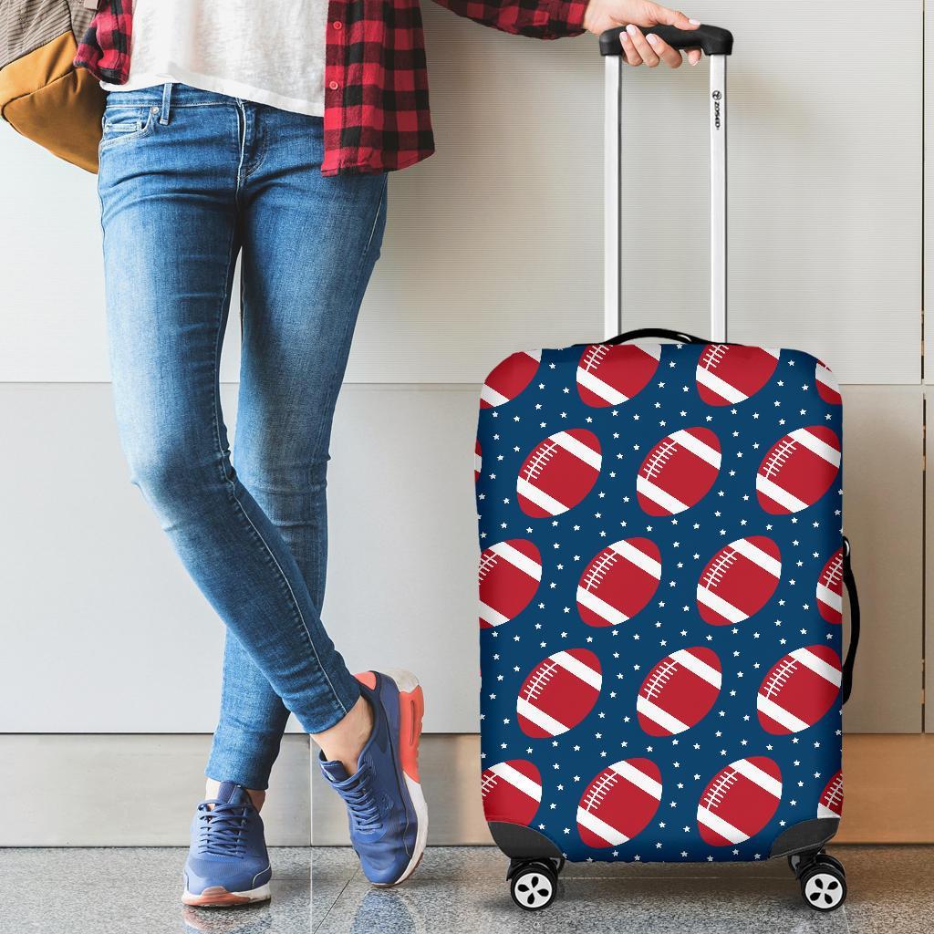 American Football Rugby Ball Print Pattern Luggage Cover Protector-grizzshop