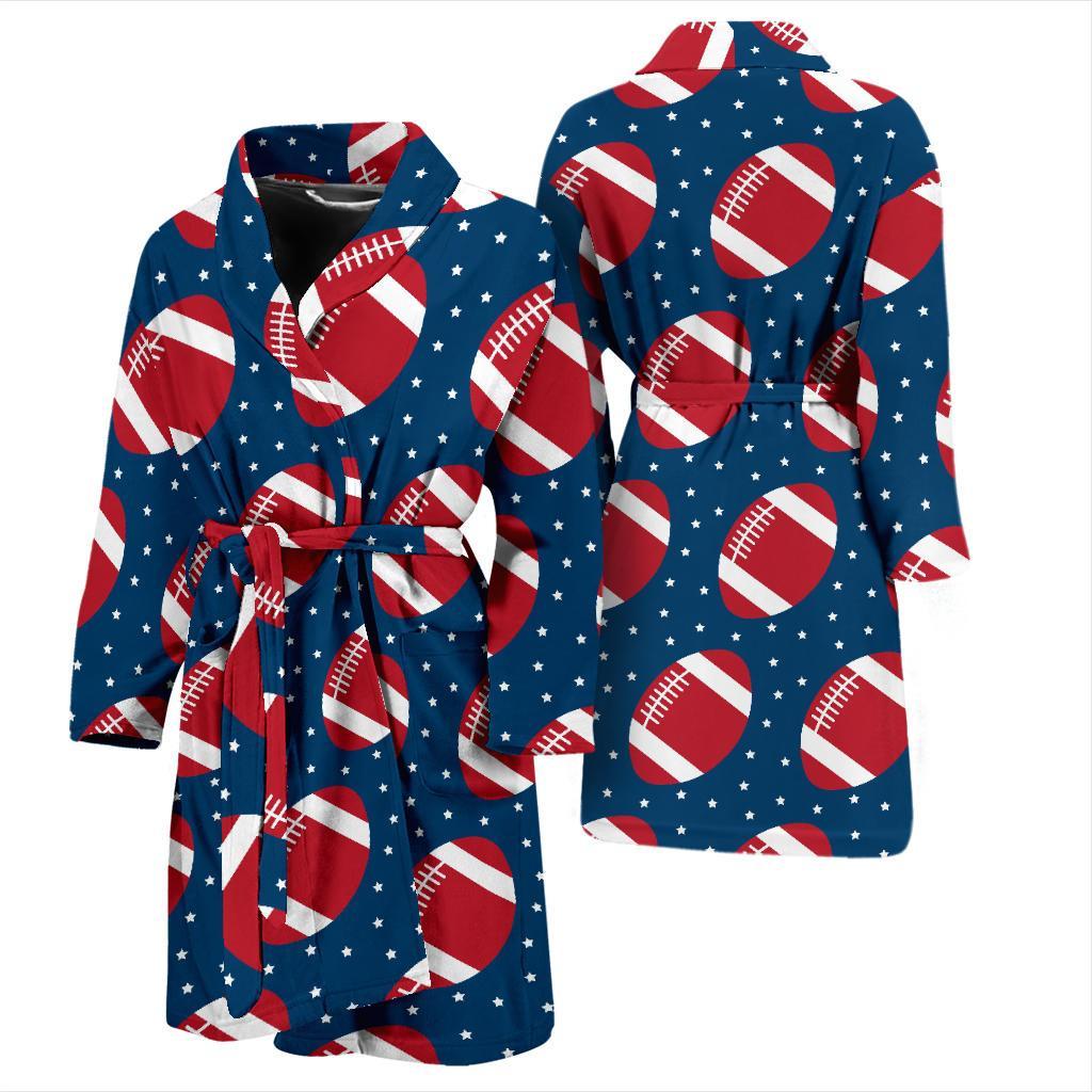 American Football Rugby Ball Print Pattern Men Long Robe-grizzshop