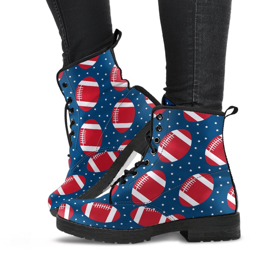 American Football Rugby Ball Print Pattern Men Women Leather Boots-grizzshop