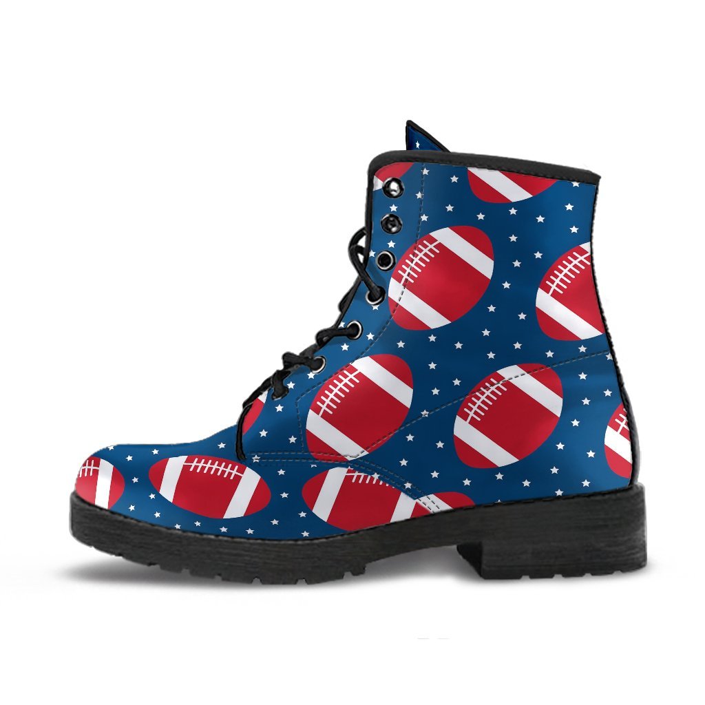 American Football Rugby Ball Print Pattern Men Women Leather Boots-grizzshop