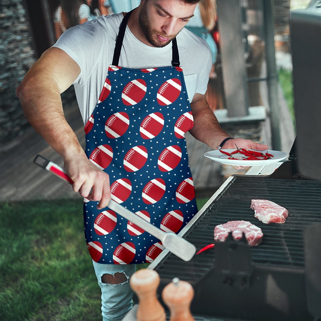 American Football Rugby Ball Print Pattern Men's Apron-grizzshop