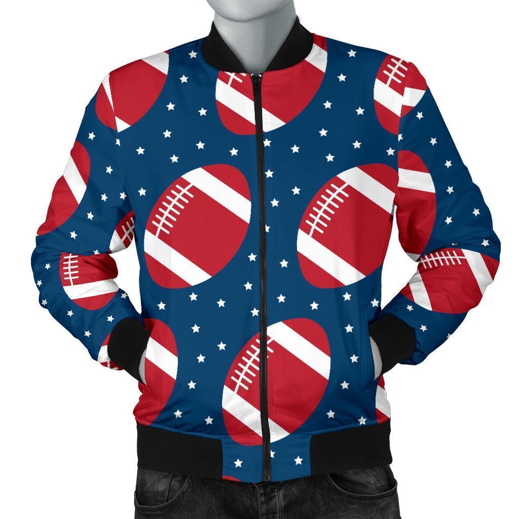 American Football Rugby Ball Print Pattern Men's Bomber Jacket-grizzshop