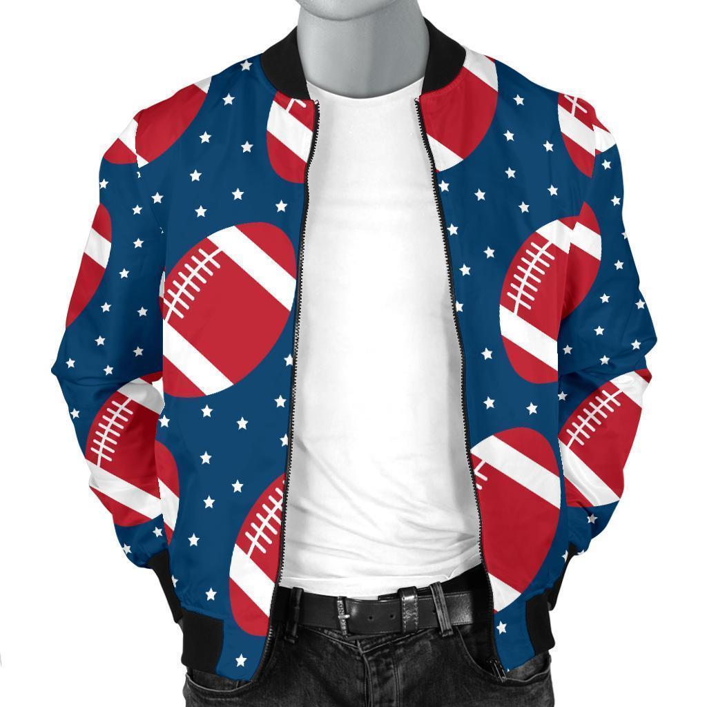 American Football Rugby Ball Print Pattern Men's Bomber Jacket-grizzshop