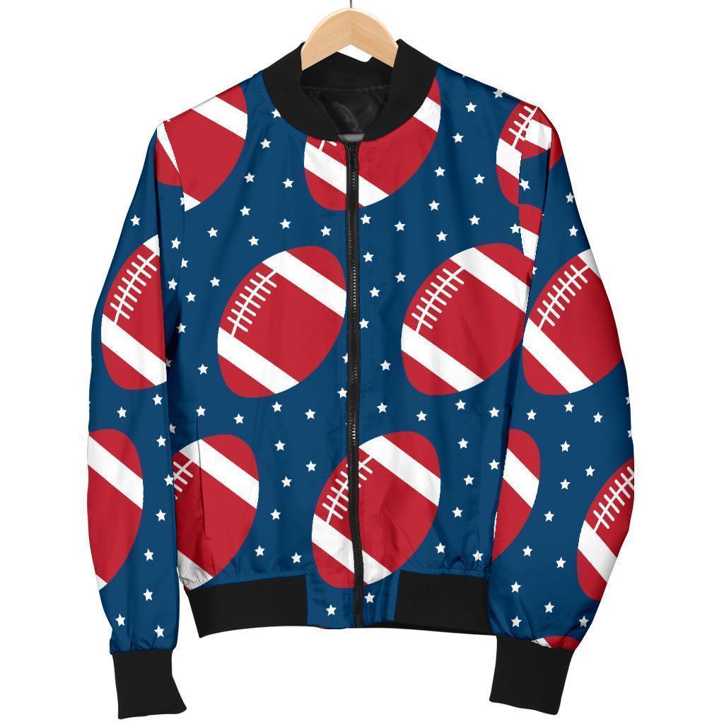 American Football Rugby Ball Print Pattern Men's Bomber Jacket-grizzshop