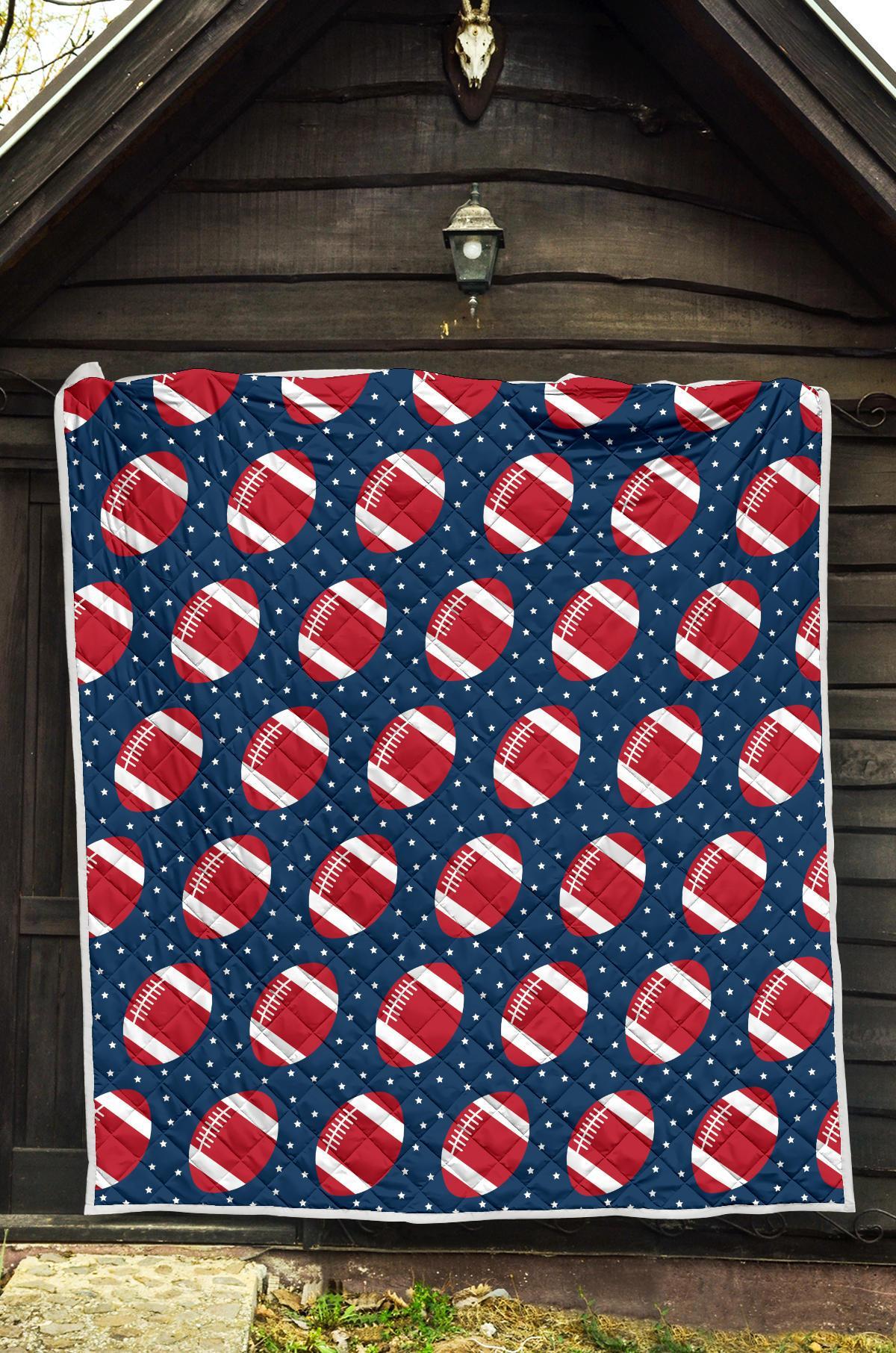 American Football Rugby Ball Print Pattern Quilt-grizzshop