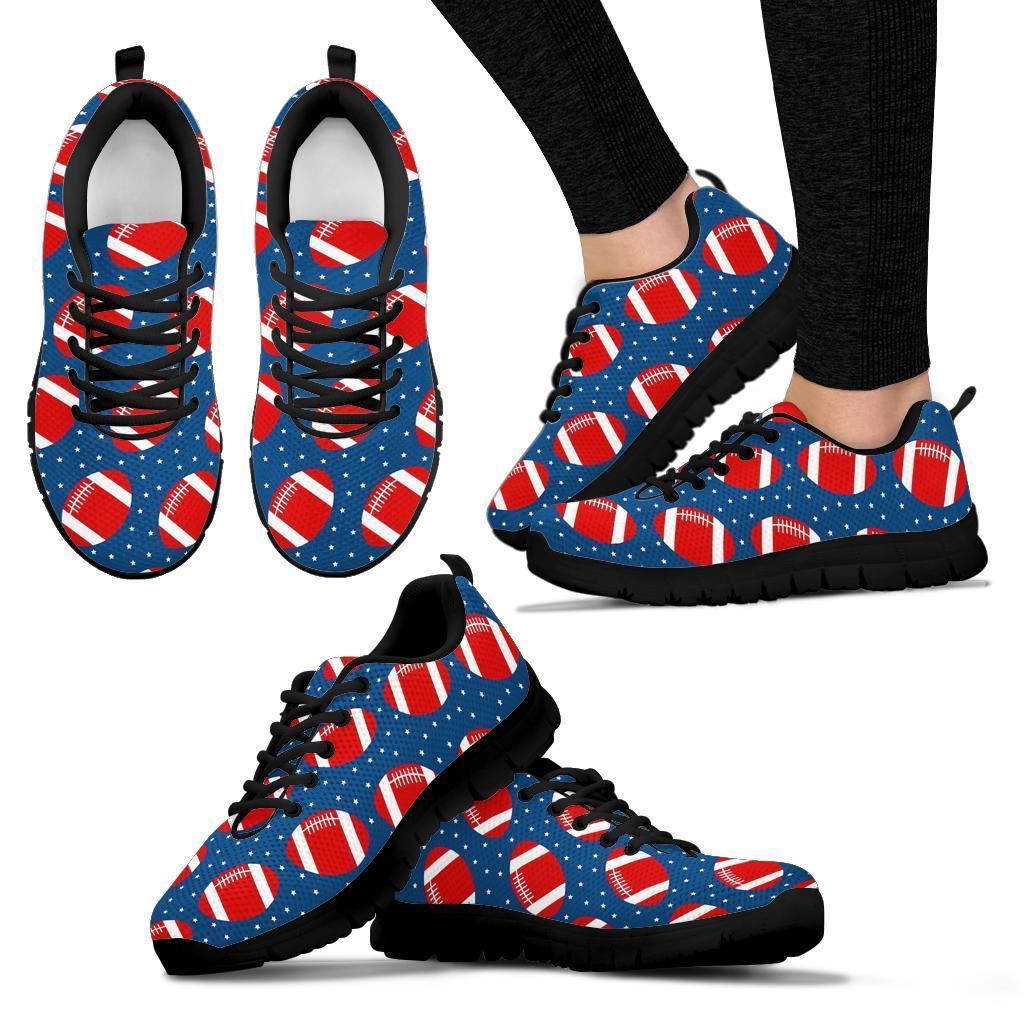 American Football Rugby Ball Print Pattern Sneaker Shoes For Men Women-grizzshop