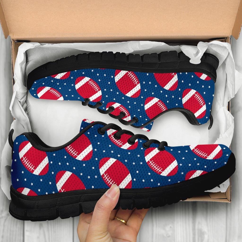 American Football Rugby Ball Print Pattern Sneaker Shoes For Men Women-grizzshop