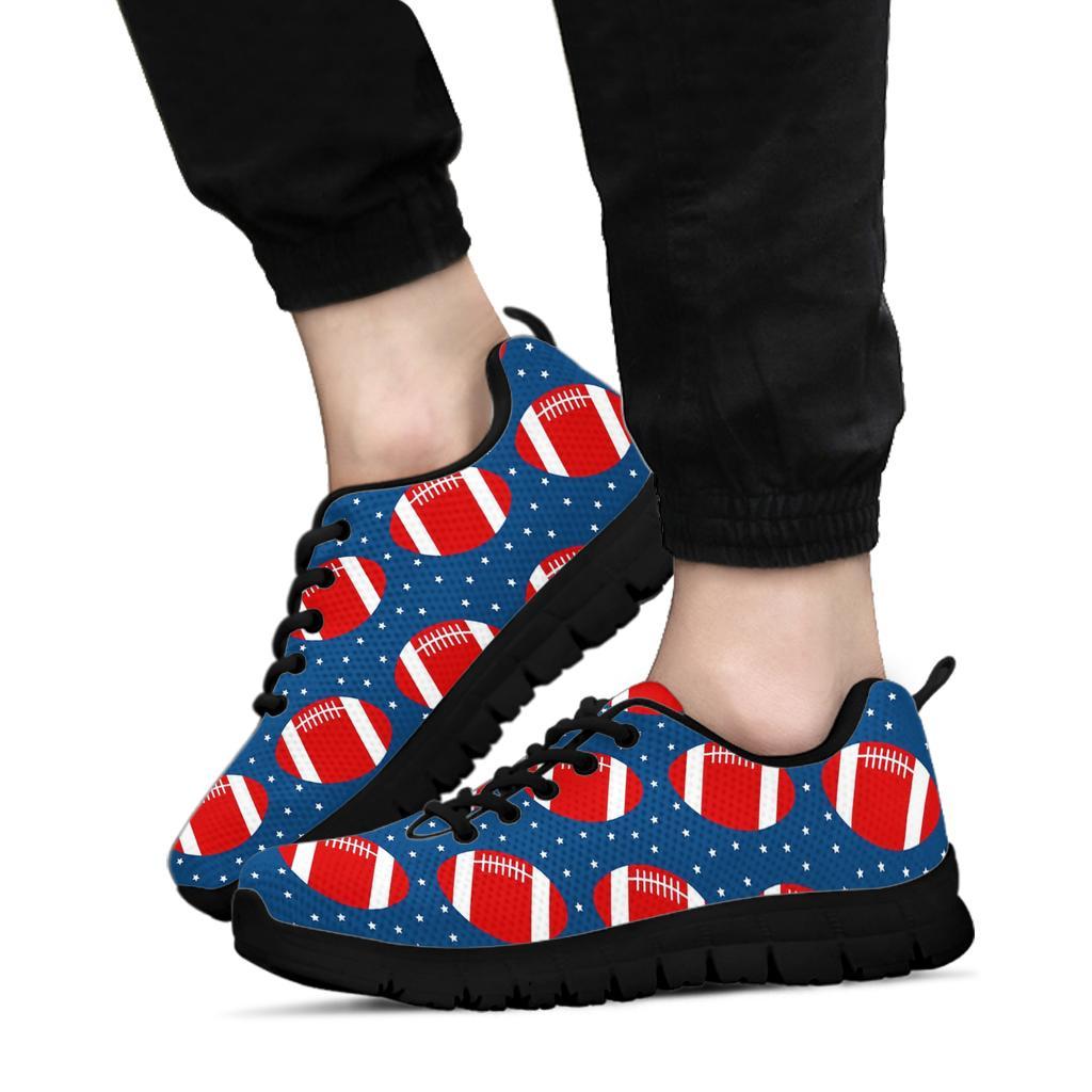 American Football Rugby Ball Print Pattern Sneaker Shoes For Men Women-grizzshop