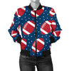 American Football Rugby Ball Print Pattern Women Casual Bomber Jacket-grizzshop