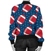 American Football Rugby Ball Print Pattern Women Casual Bomber Jacket-grizzshop